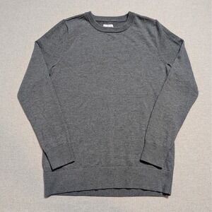 LL Bean Signature Men's M Merino Wool Crew Neck Sweater Dark Gray Lightweight